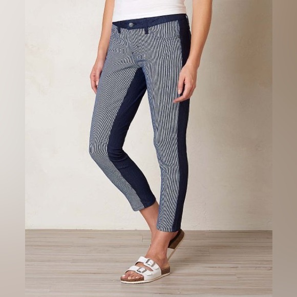 Prana Denim - NEW prAna Indigo Stripe Jett Organic Cotton Capri Pants Size 4 Railroad Stripes